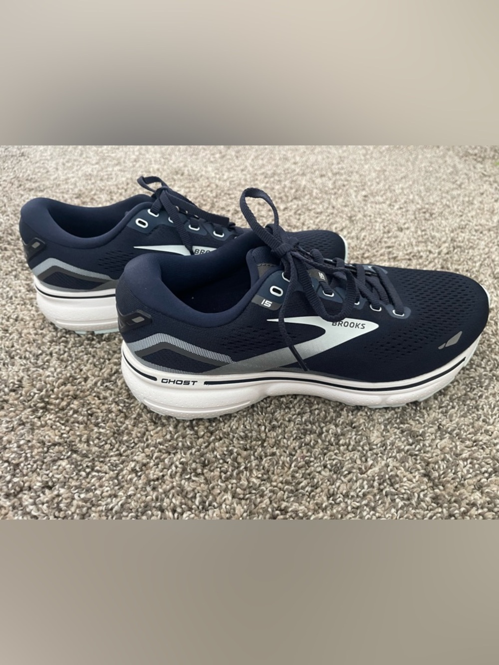 Women’s Brooks Ghost 15 Running Shoes Navy Blue White Size 9.5 Wide - Picture 3 of 8
